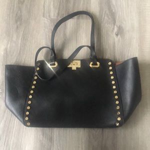 Karl Lagerfeld black leather tote